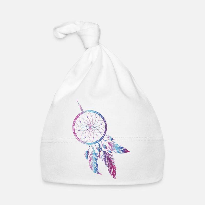 Attrape-rêves Indiens Dream dream plume - Bonnet bio Bébé - blanc