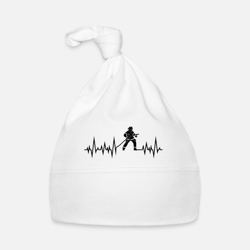 Pompier battement de coeur pompier pompier - Bonnet bio Bébé - blanc