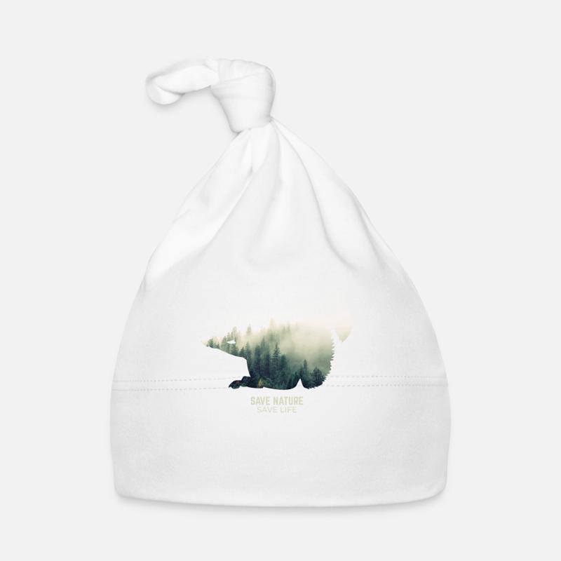 Écureuil dans la protection du climat de l'environnement forestier - Bonnet bio Bébé - blanc