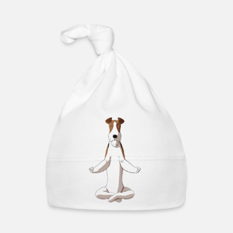 Meditierender Drahthaar Foxterrier Hund Baby Bio-Mütze