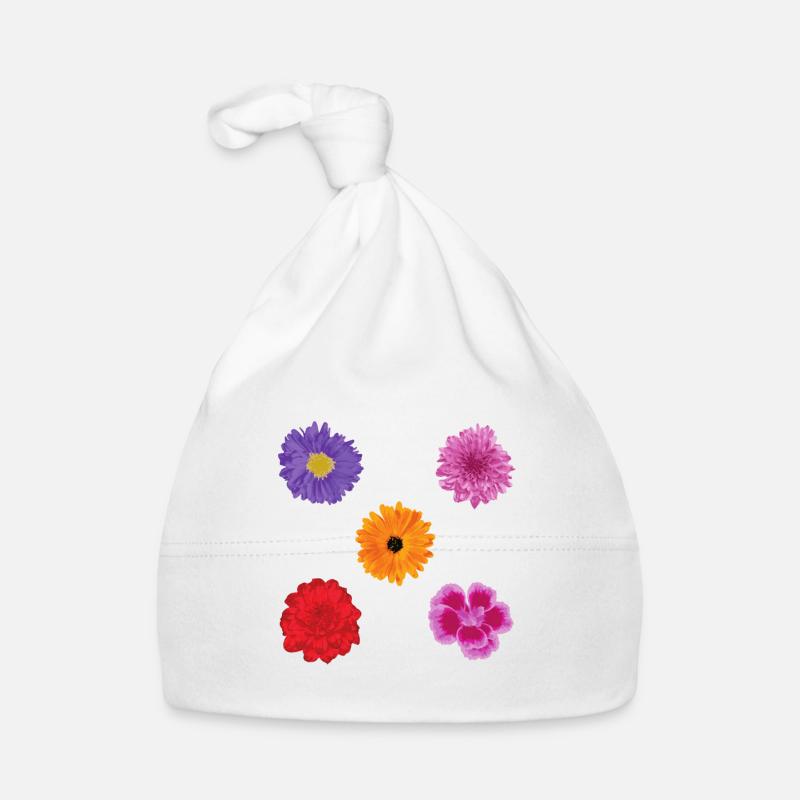 Blumen Motiv Set Baby Bio-Mütze