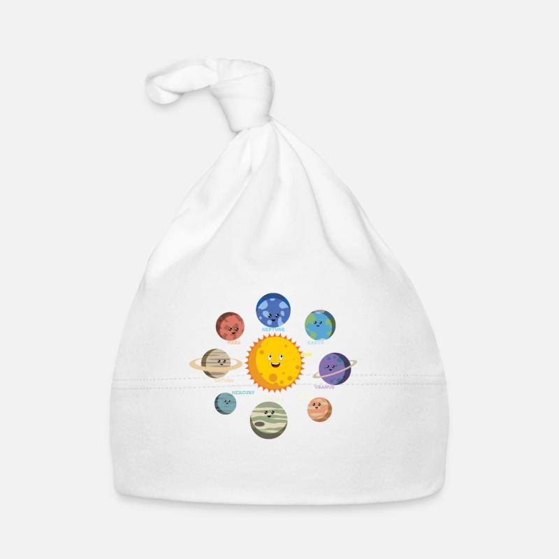 Solar System Planets - Galaxy Spaceman Gift - Organic Baby Cap - white