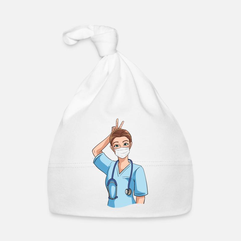 Infirmière drôle avec humour - Bonnet bio Bébé - blanc