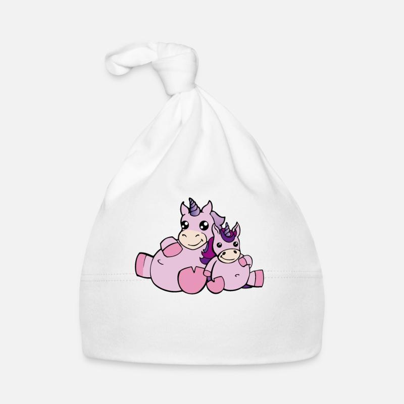Niedliches Einhorn Geschenk Einhörner Mama Kind - Baby Bio-Mütze - Weiß