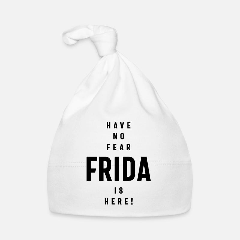Frida personalisierter Name Geburtstagsgeschenk - Baby Bio-Mütze - Weiß