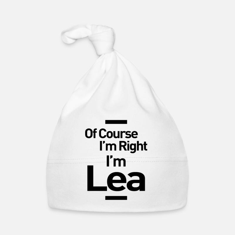 Lea personalisierter Name Geburtstagsgeschenk - Baby Bio-Mütze - Weiß