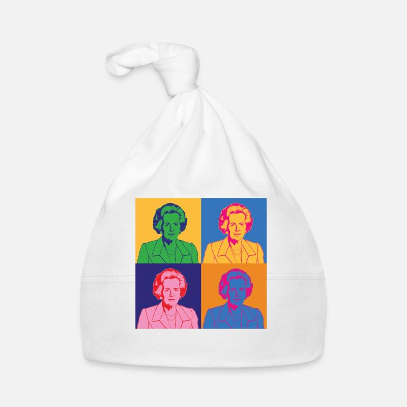 Portrait d’image Pop Art Margaret Thatcher graphique - Bonnet bio Bébé - blanc