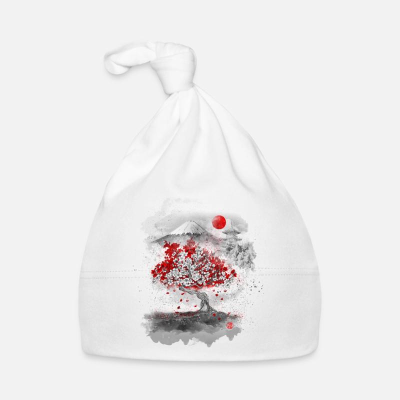Mount Fuji hinter einem Kirschbaum Baby Bio-Mütze