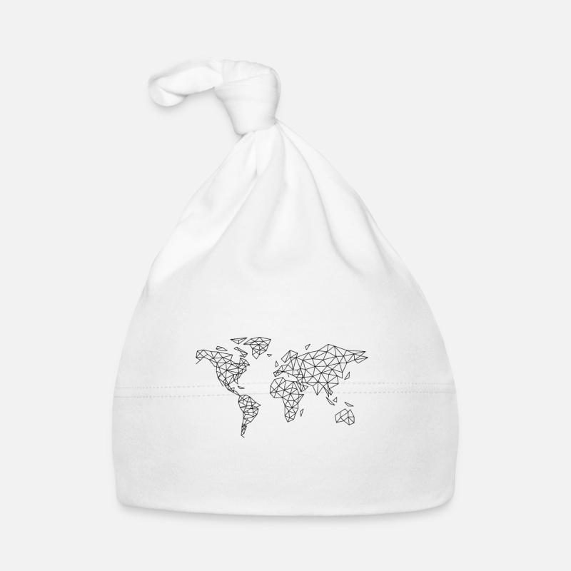 Geometric Line Art World Map Bonnet bio Bébé