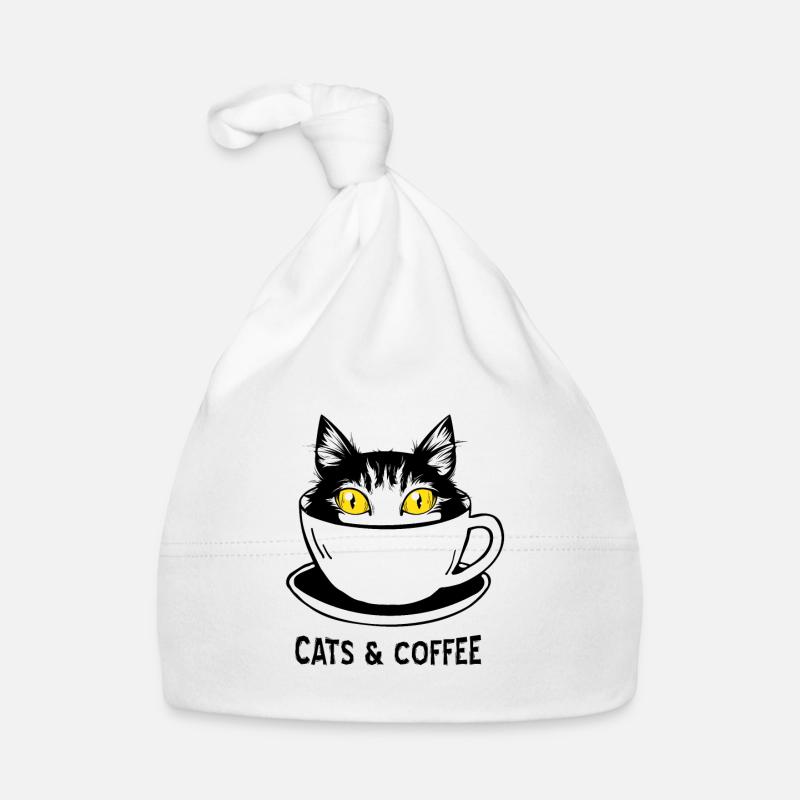 Cat Coffee Cats Fan Funny Drawing Gift Organic Baby Cap