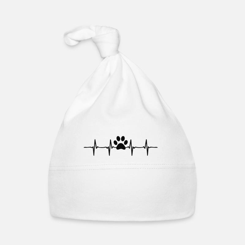 Chien et chat ensemble - Bonnet bio Bébé - blanc