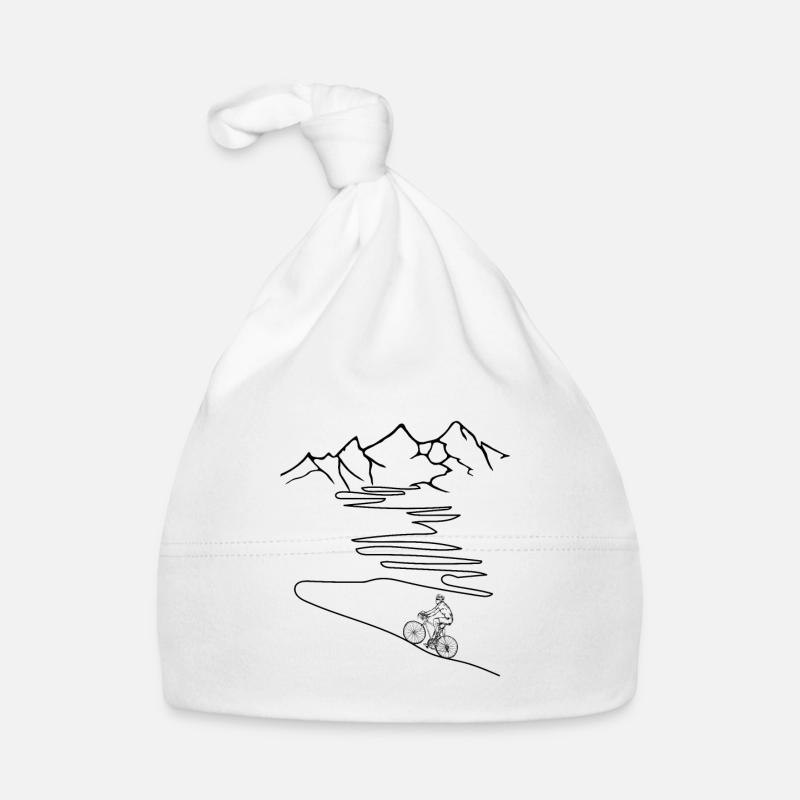Vélo de course avec montagne, col alpin - Bonnet bio Bébé - blanc