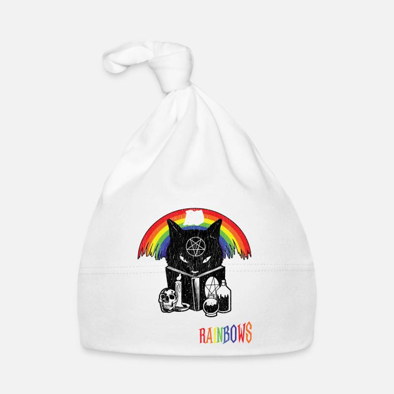 LGBT Goth Rainbows Black Cat Pentagram Pentacle Organic Baby Cap