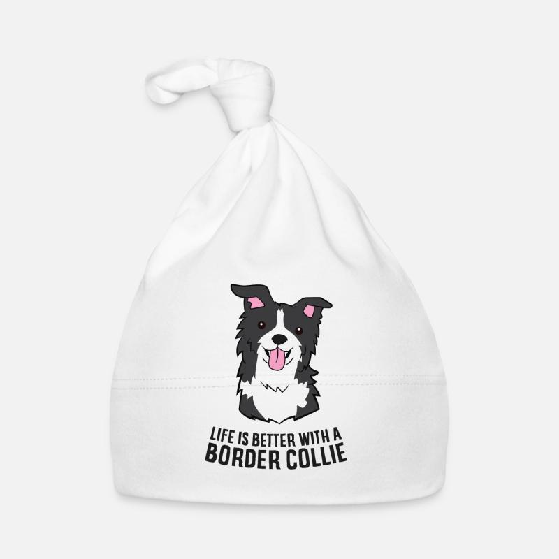 La vie Est Meilleur Avec un chien border Collie - Bonnet bio Bébé - blanc