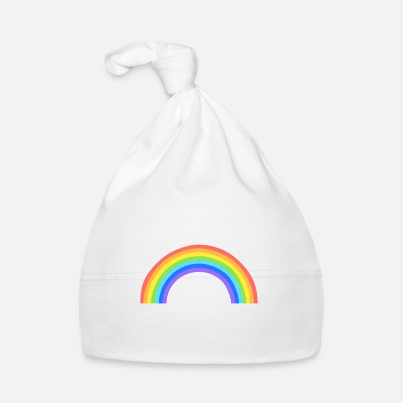 arc en ciel - Bonnet bio Bébé - blanc