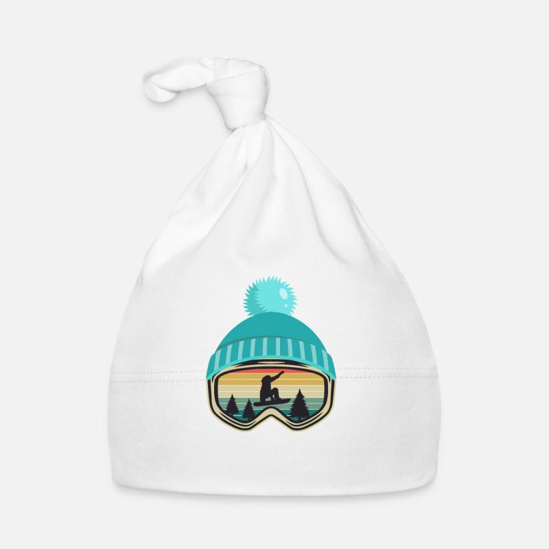 Snowboard Snowboard Snowboarder cadeau - Bonnet bio Bébé - blanc