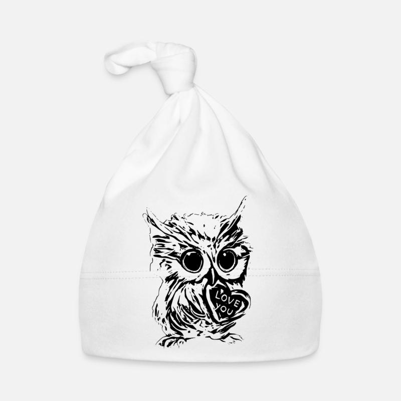 hibou - Bonnet bio Bébé - blanc