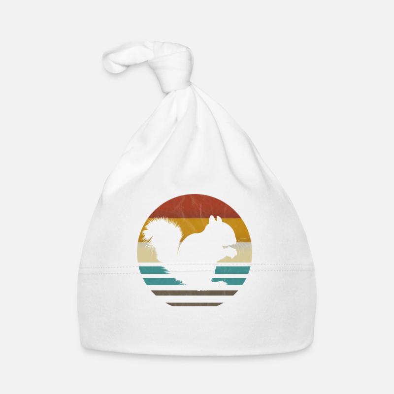 Eichhörnchen mit Nuss Squirrel vintage retro 80er Baby Bio-Mütze