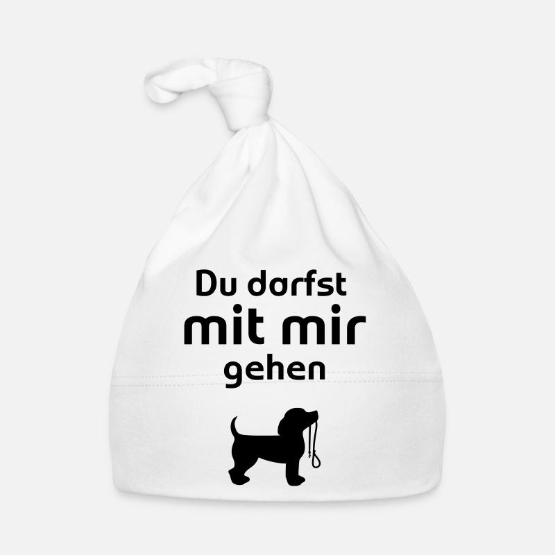 Hund gassi gehen Du darfst - Baby Bio-Mütze - Weiß