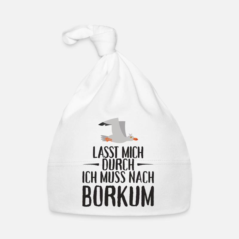 Lasst mich durch ich muss nach Borkum Möwe - Baby Bio-Mütze - Weiß