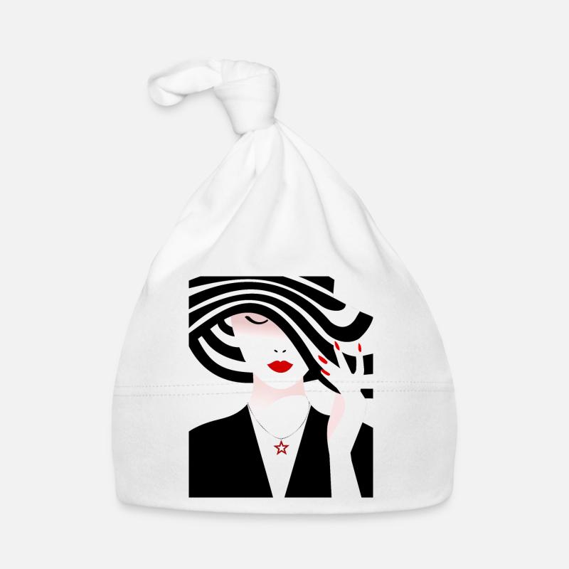 Femme au chapeau rayé noir et blanc Bonnet bio Bébé