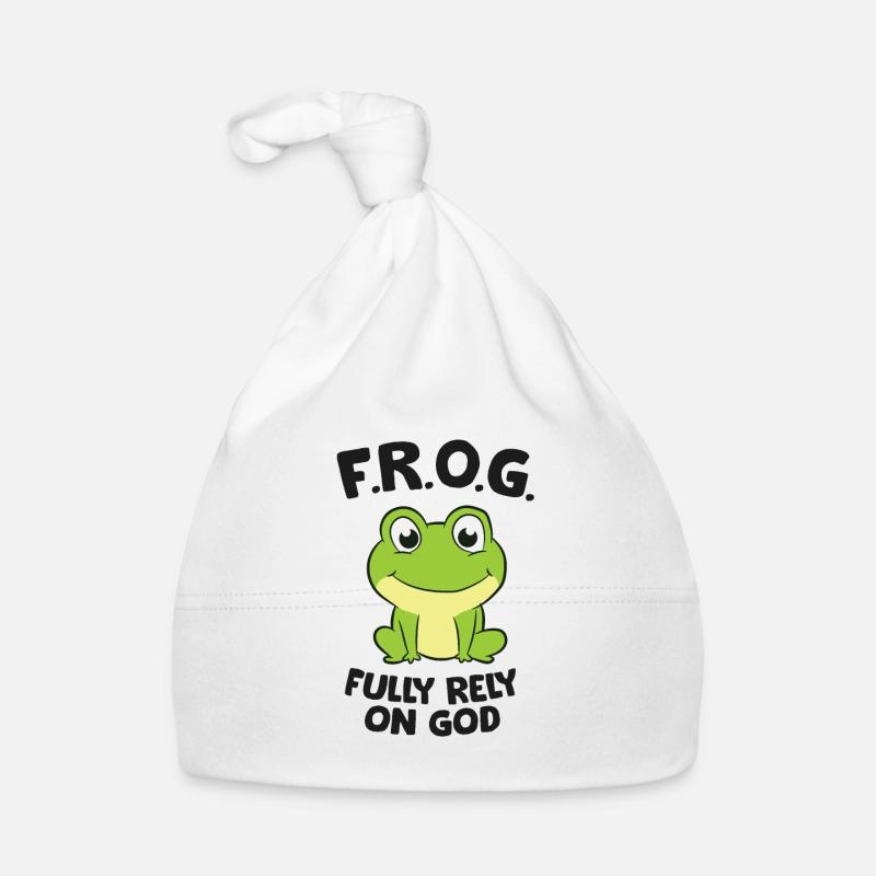 Cute Frog Fully Rely On God Christian Frog Bonnet bio Bébé