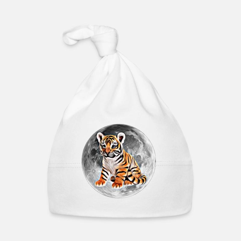 tigre - Bonnet bio Bébé - blanc