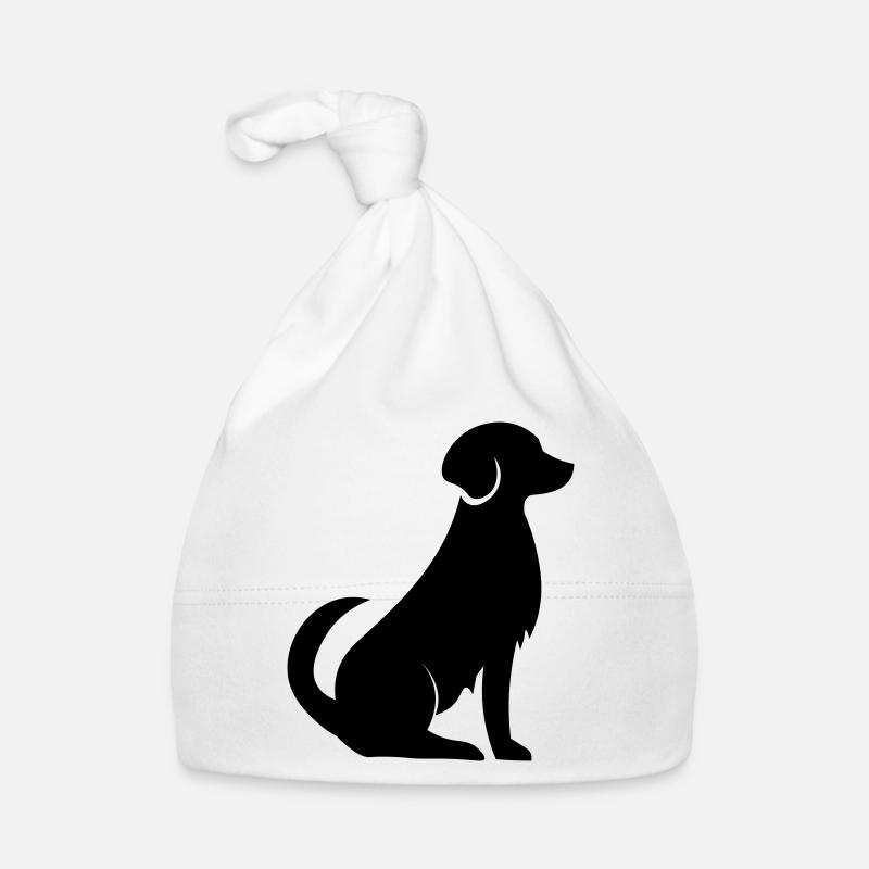 Graphique d'ombre de vecteur de chien. ombre noire de chien - Bonnet bio Bébé - blanc