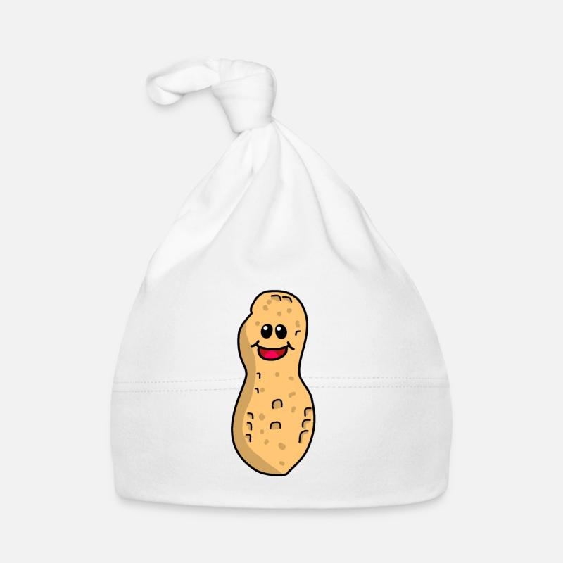 Cacahuètes cacahuètes drôle mignon noix émotion heureux - Bonnet bio Bébé - blanc