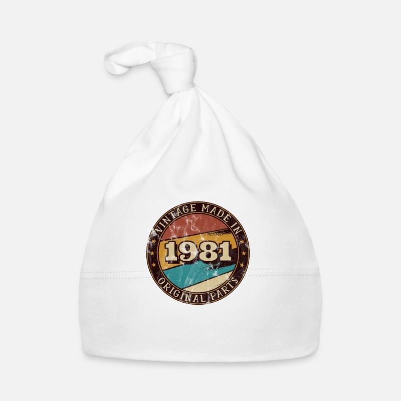 Idée cadeau vintage anniversaire 1981 Bonnet bio Bébé