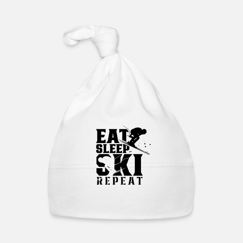 Eat Sleep Ski Répéter Skier Ski Bonnet bio Bébé