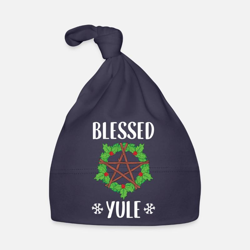 Blessed Yule Pagan Winter Solstice design Organic Baby Cap