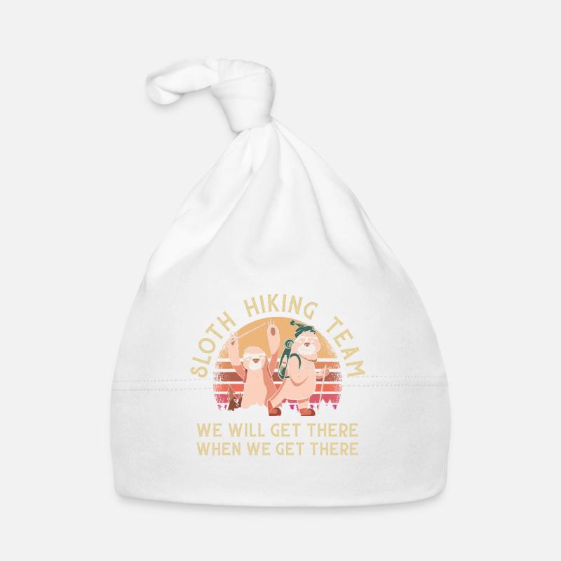 Sloth Hiking Team We Will Get There Design - Organic Baby Cap - white