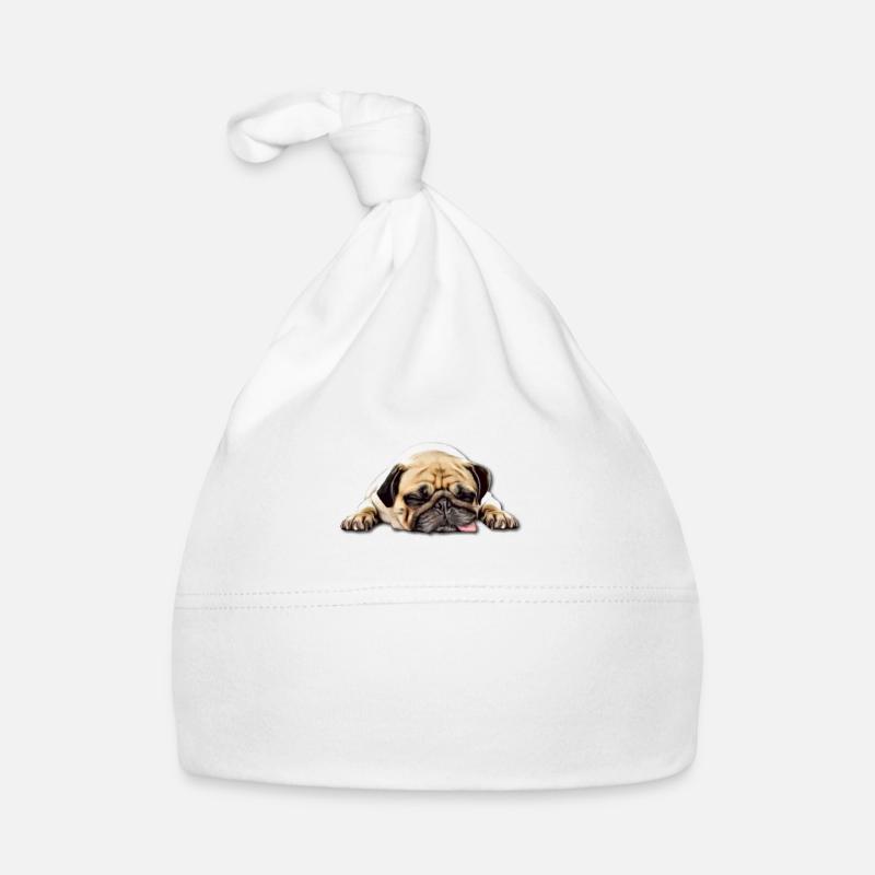 Mops - Baby Bio-Mütze - Weiß