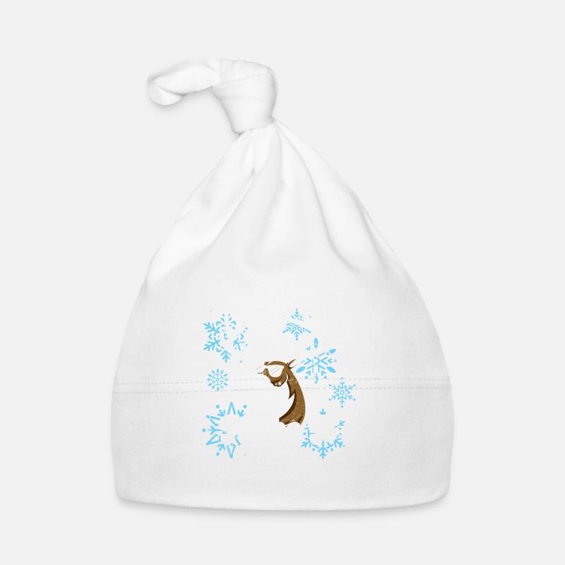 Make it Rain! Funny Reindeer - Organic Baby Cap - white