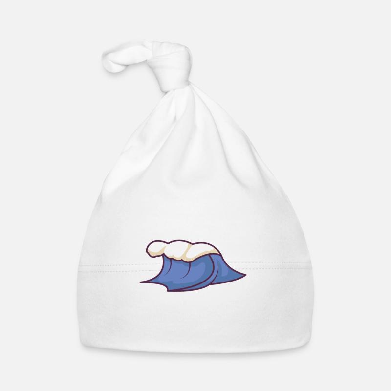 Vague bleue - Bonnet bio Bébé - blanc