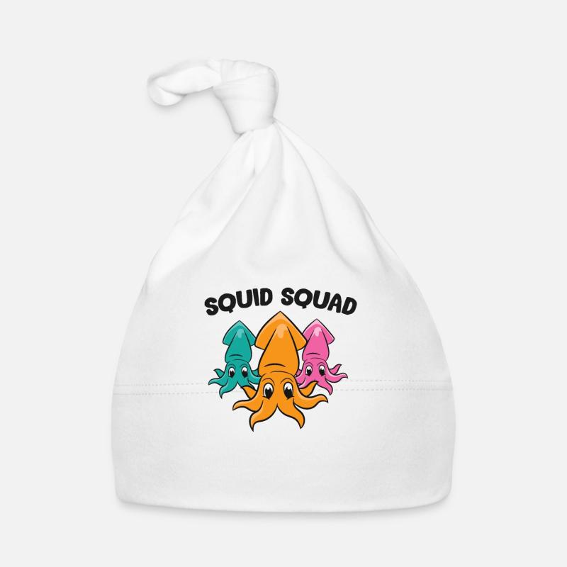 Squid Squad Octopus Sea Ocean Funny Squid Organic Baby Cap