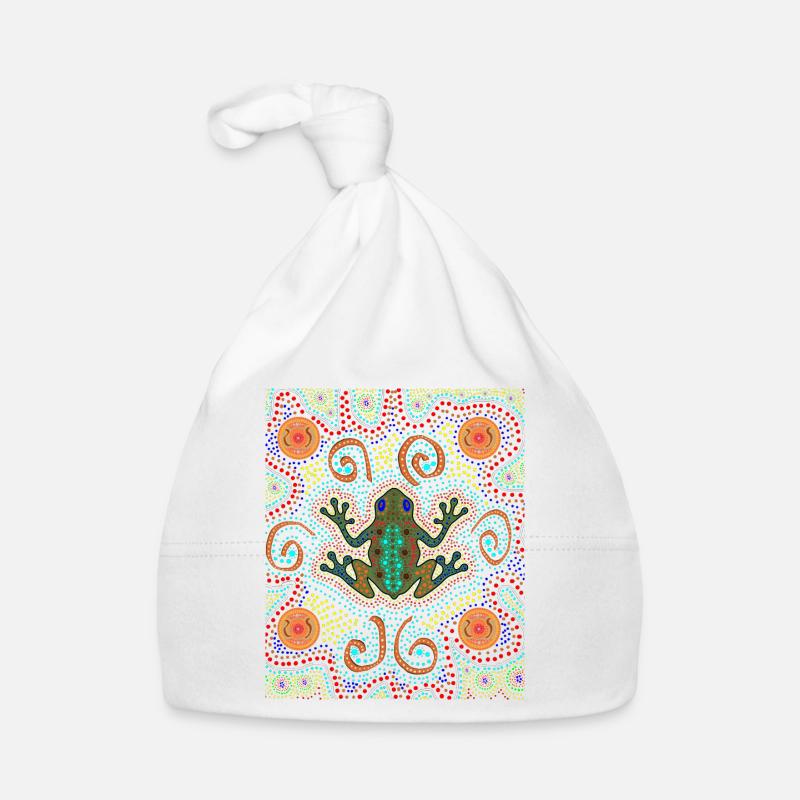 Aboriginal Art Frog Organic Baby Cap