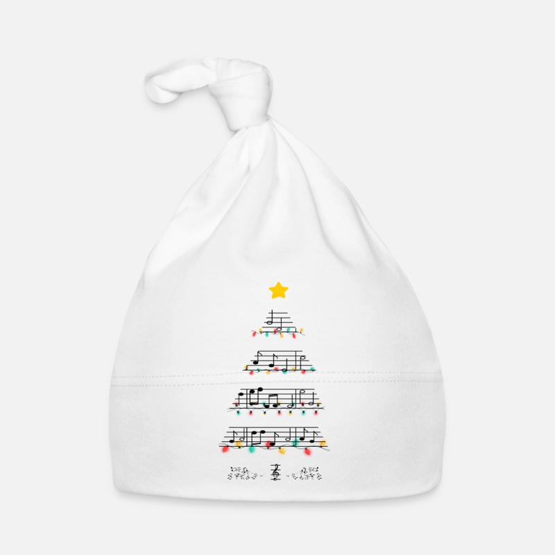 Christmas tree musical notes choir music gift Organic Baby Cap