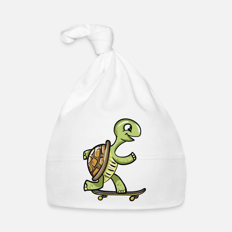 Skate Turtle - Baby Bio-Mütze - Weiß