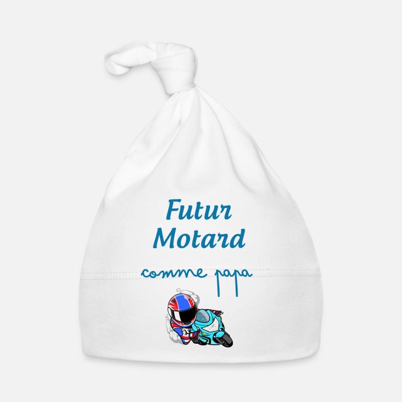 Futur motard comme papa - Bonnet bio Bébé - blanc