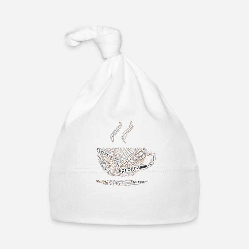 Hashtag Wordcloud Programmer, Coffee, Word Cloud - Baby Bio-Mütze - Weiß