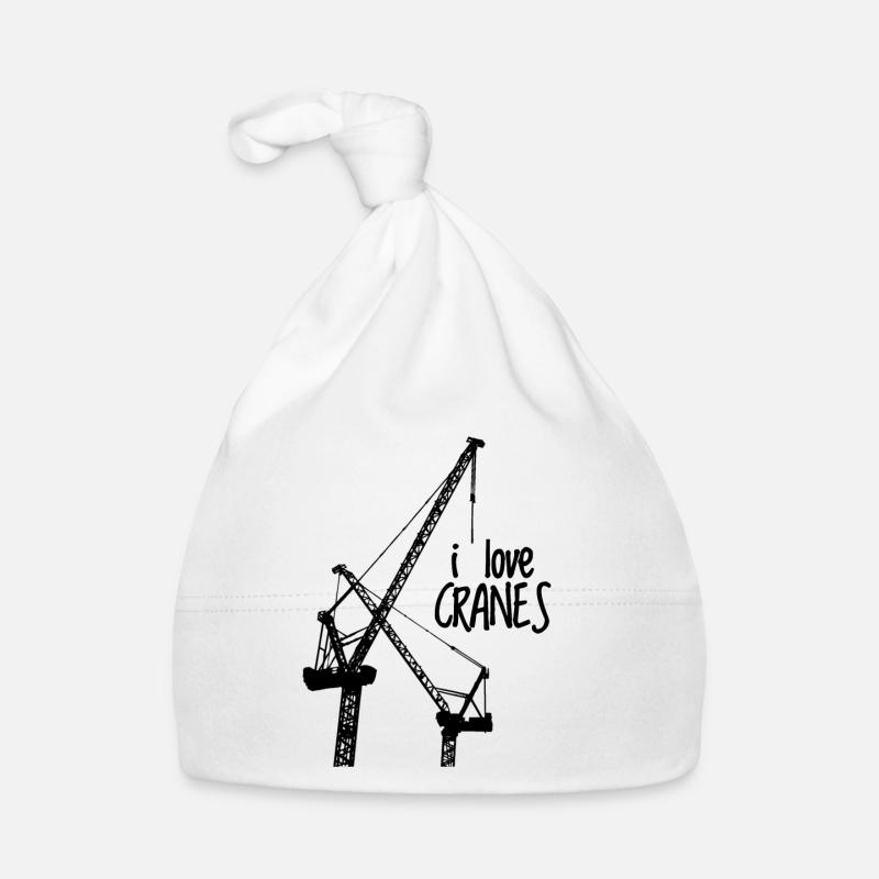 J'aime le cadeau de chantier de construction d'opérateur de grue de grue - Bonnet bio Bébé - blanc