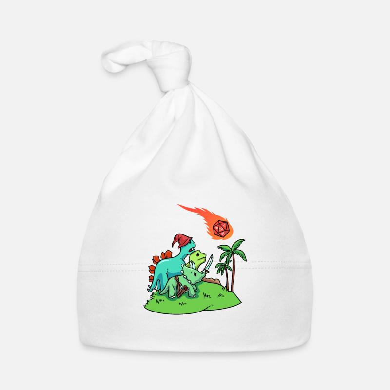 D20 Dinosaure à coup critique - Bonnet bio Bébé - blanc