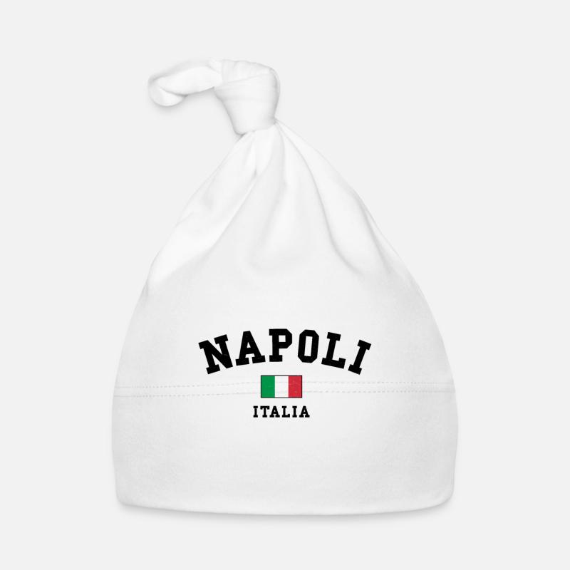 Naples Italie Drapeau Art minimal - Bonnet bio Bébé - blanc