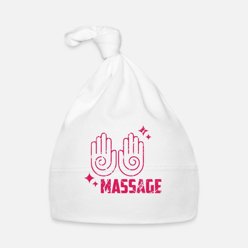 Massothérapie avec les mains - Bonnet bio Bébé - blanc