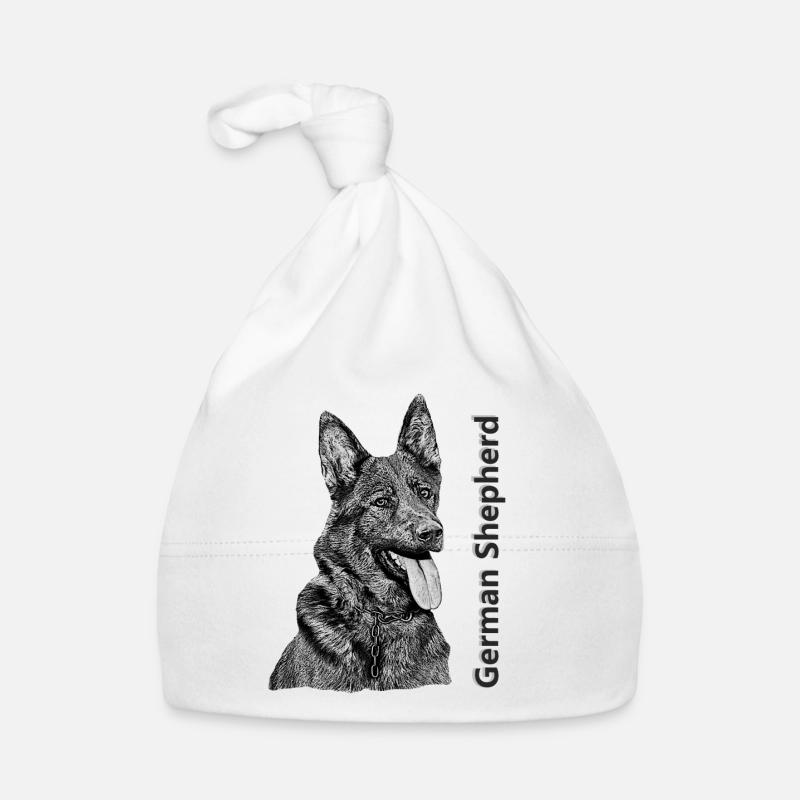 German Shepherd German Shepherd drawing - Organic Baby Cap - white