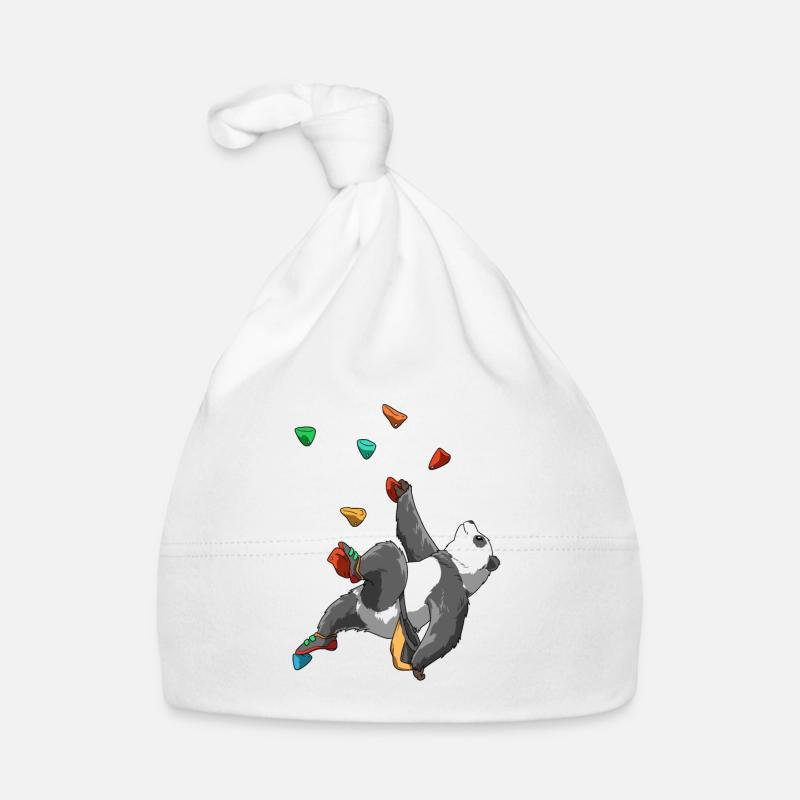 Cadeau drôle de panda et d'escalade - Bonnet bio Bébé - blanc