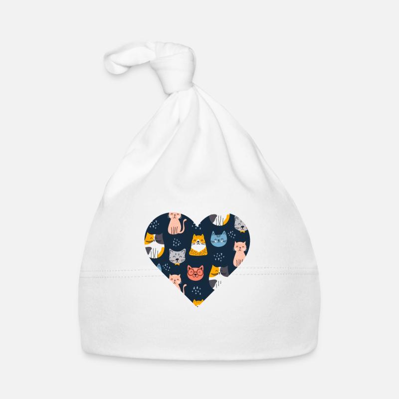 heart cats pattern/ Cats lovers/ valentine day Organic Baby Cap