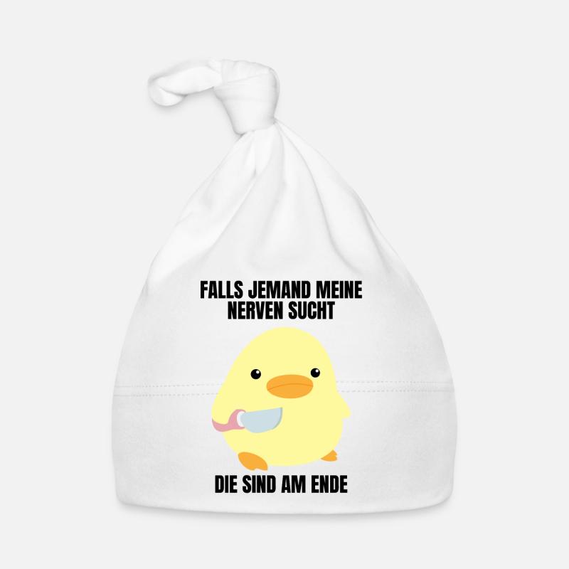 Nerven Ende Ente mit Messer Meme Gans Küken Spruch Baby Bio-Mütze